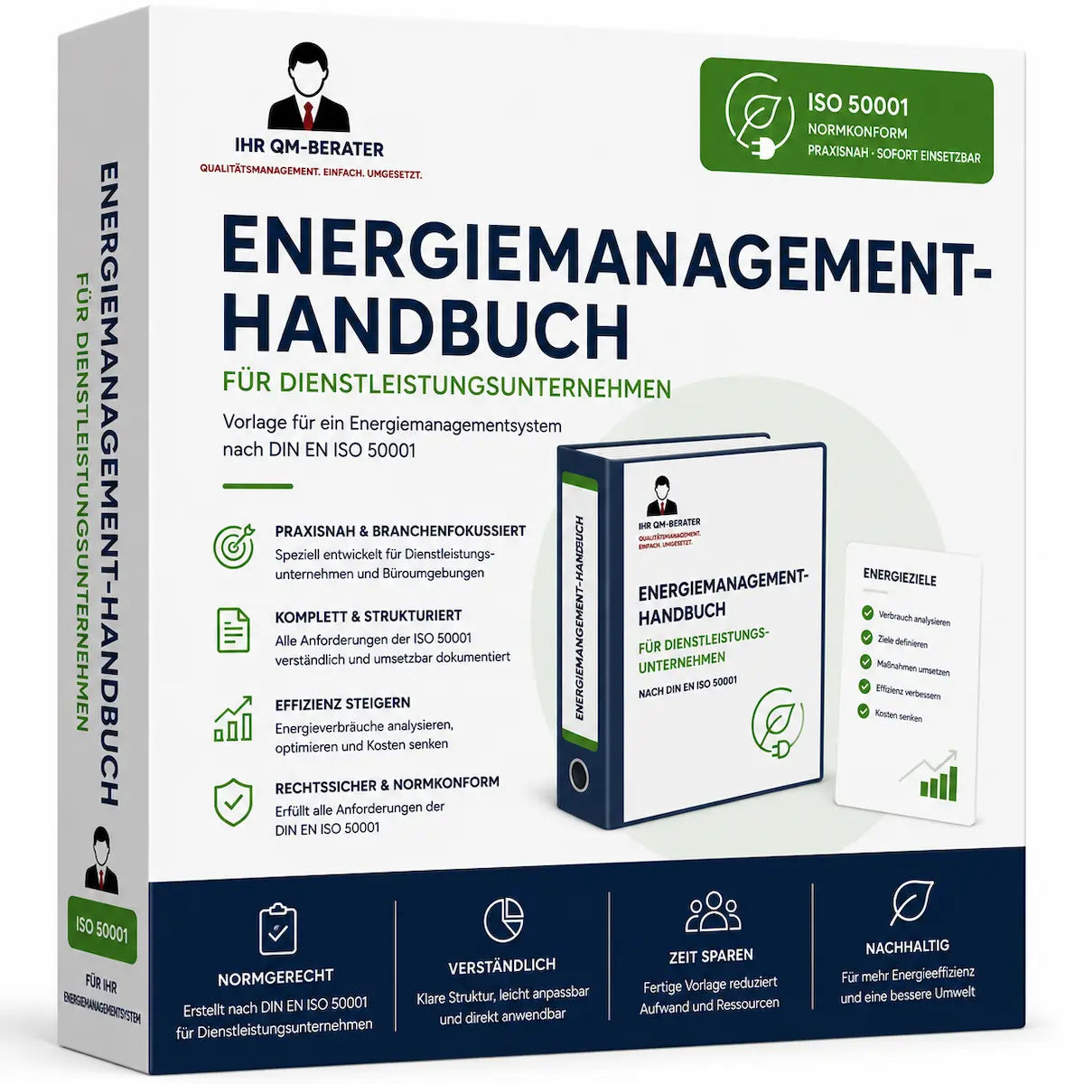 Produktbild Energiemanagement-Handbuch für Dienstleistungsunternehmen nach DIN EN ISO 50001 mit praxisnaher EnMS-Dokumentation
