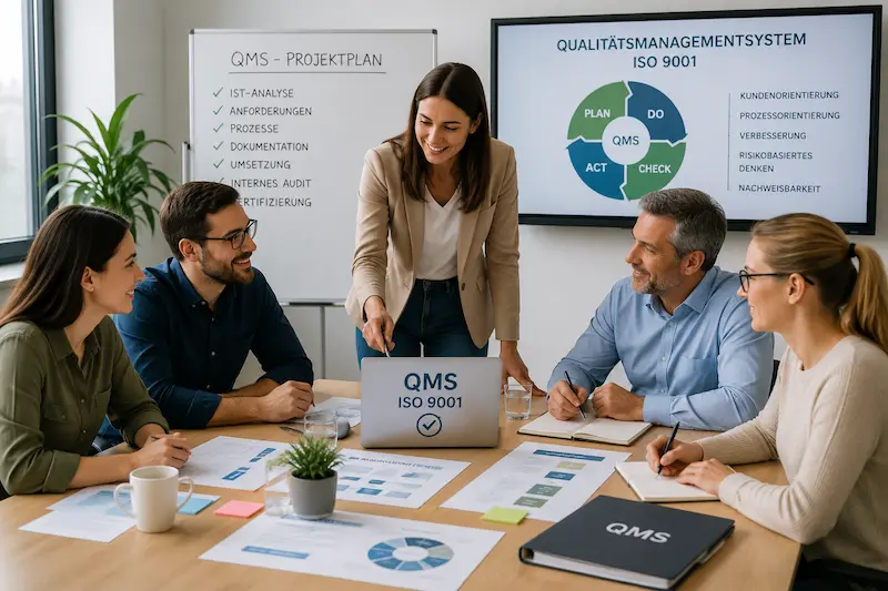 Projektteam bei der Einführung eines Qualitätsmanagementsystems nach ISO 9001 im Unternehmen