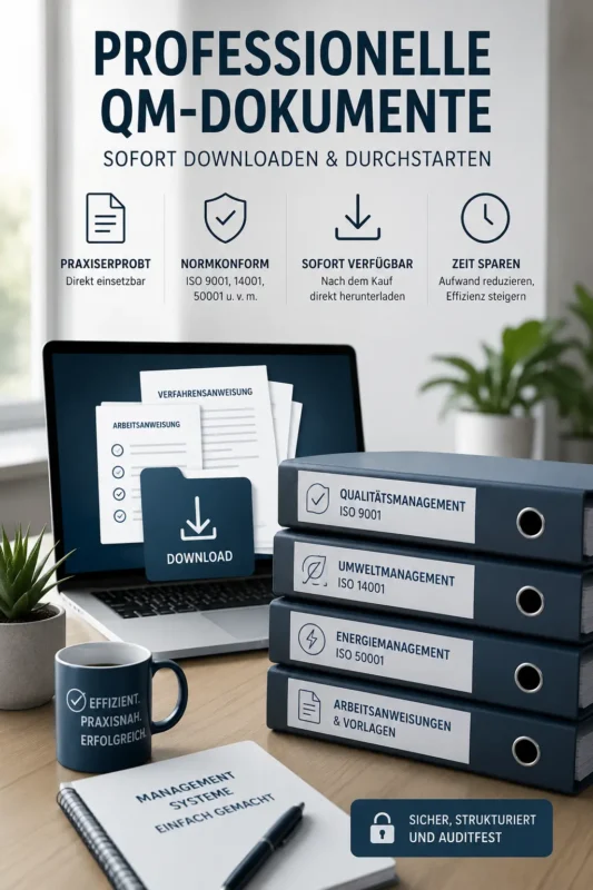QM-Handbuch ISO 9001 Vorlage mit Verfahrensanweisungen, Arbeitsanweisungen und QM-Dokumenten zum Download