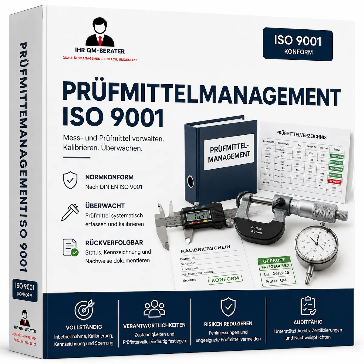 Arbeitsanweisungen Prüfmittelmanagement ISO 9001 mit Prüfmittelverzeichnis, Kalibrierung und Prüfmittelkennzeichnung