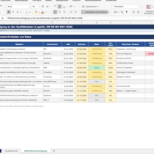 Qualitätspolitik Logistik nach DIN EN ISO 9001 als professionelle Word-Vorlage für Logistikunternehmen mit Qualitätszielen, Kundenorientierung und kontinuierlicher Verbesserung.